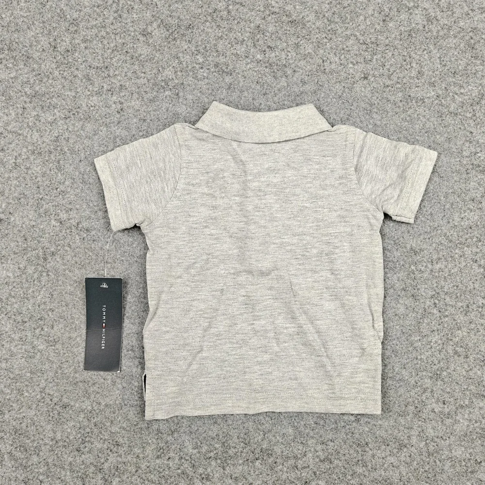 Tommy Hilfiger‎ Polo Shirt Baby Boys 3-6M Gray Striped Logo Short Sleeve New